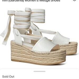 Tory Burch patent leather wedge espadrille sandals